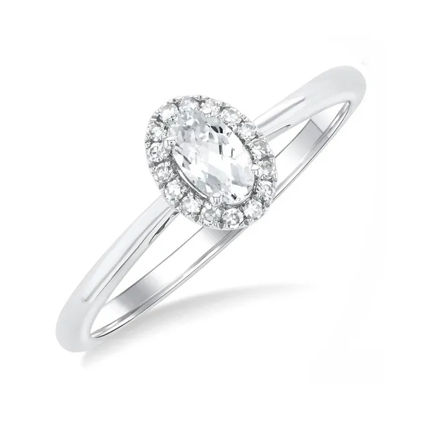 Oval Shape White Topaz & Halo Diamond Ring Baxter's Fine Jewelry Warwick, RI