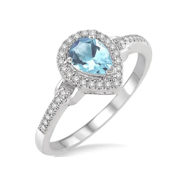 Aquamarine and Diamond Halo Ring Baxter's Fine Jewelry Warwick, RI