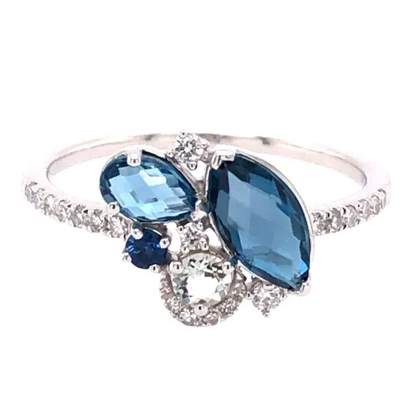 Mixed Cut Blue Topaz and Diamond Ring Baxter's Fine Jewelry Warwick, RI
