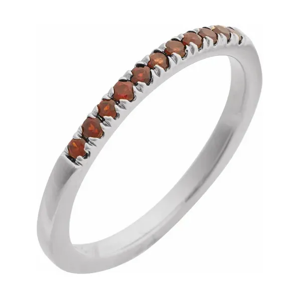 14K White Natural Mozambique Garnet Stackable Ring