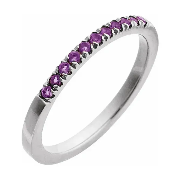 14K White Natural Amethyst Stackable Ring
