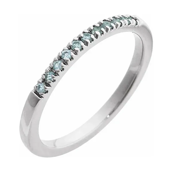 14K White Natural Aquamarine Stackable Ring
