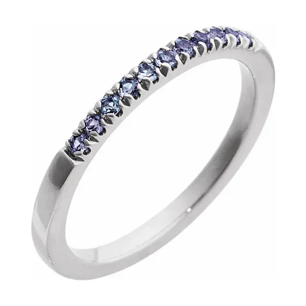 14K White Natural Alexandrite Stackable Ring