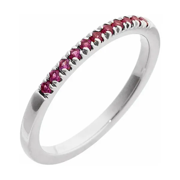14K White Natural Ruby Stackable Ring