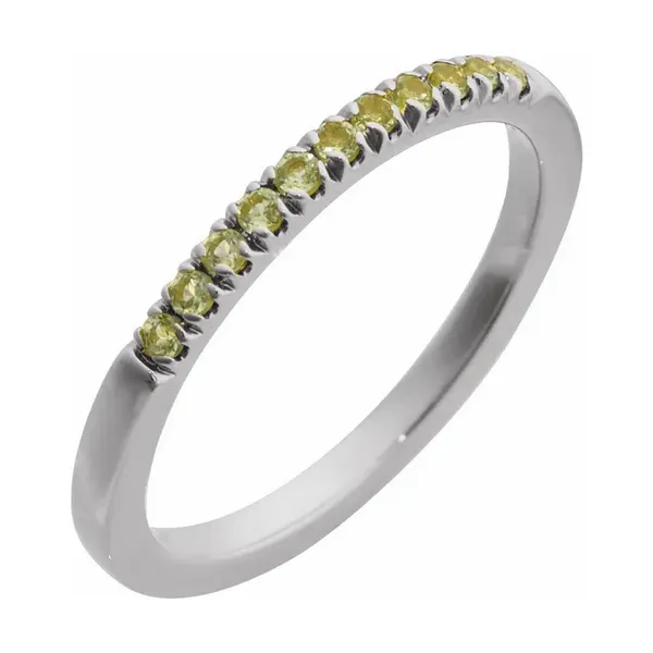14K White Natural Peridot Stackable Ring