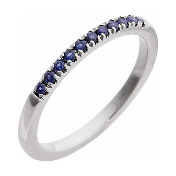 14K White Natural Blue Sapphire Stackable Ring