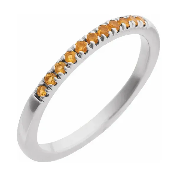 14K White Natural Citrine Stackable Ring