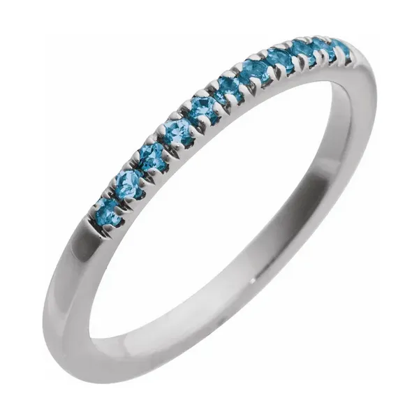 14K White Natural London Blue Topaz Stackable Ring
