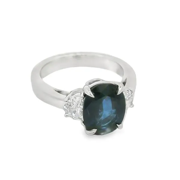 Platinum Blue Sapphire and Diamond Ring