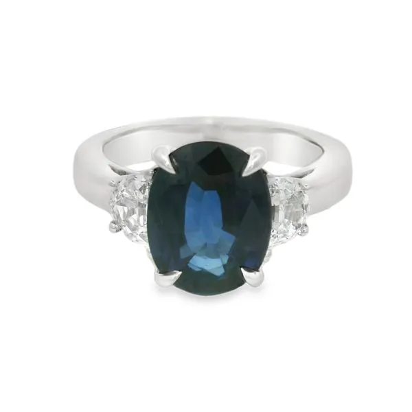 Platinum Blue Sapphire and Diamond Ring