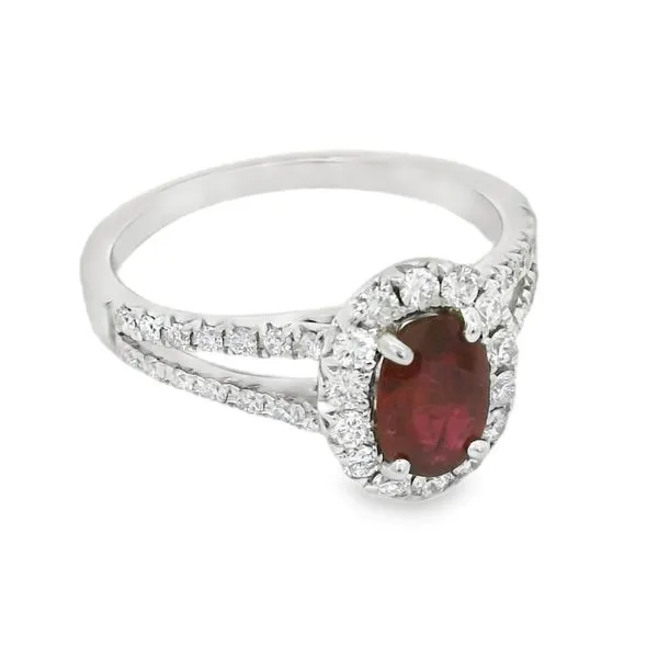 Ruby and Diamond Halo Ring