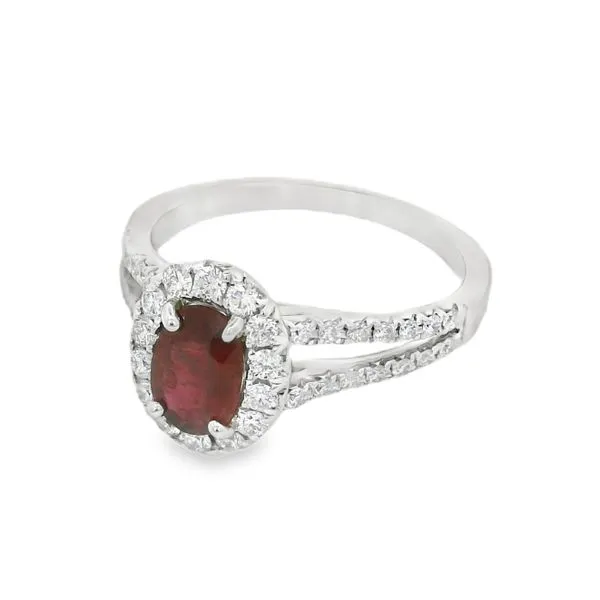Ruby and Diamond Halo Ring