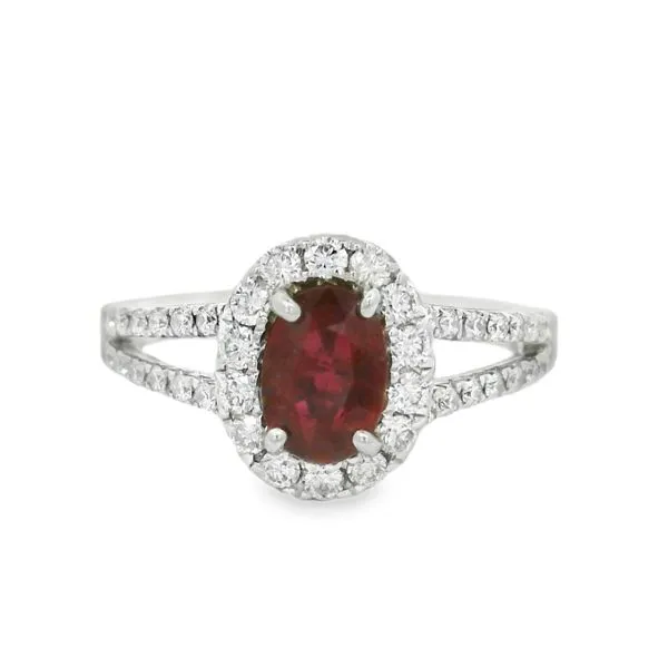 Ruby and Diamond Halo Ring