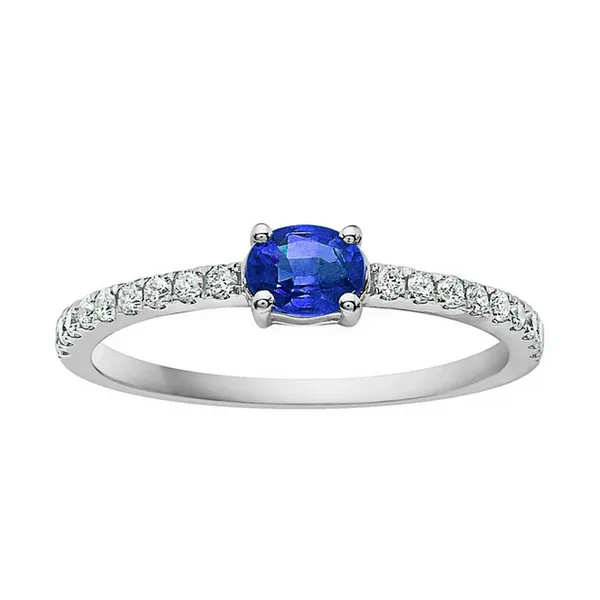 Blue Sapphire and Diamond Ring