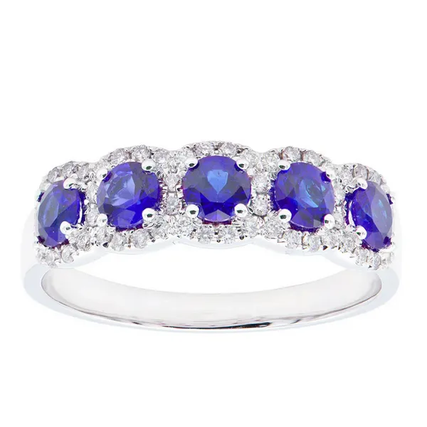 Diamond and Blue Sapphire Halo Band