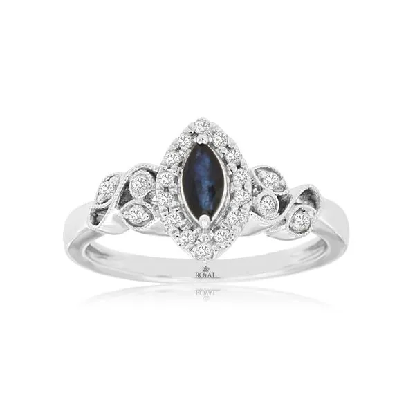 Blue Sapphire and Diamond Halo Ring Baxter's Fine Jewelry Warwick, RI