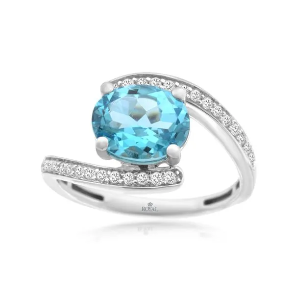 Blue Topaz and Diamond Bypass Ring