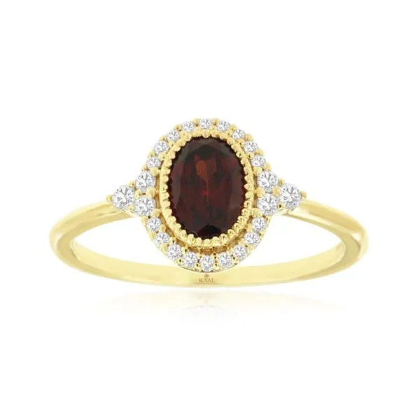 Garnet and Diamond Halo Ring