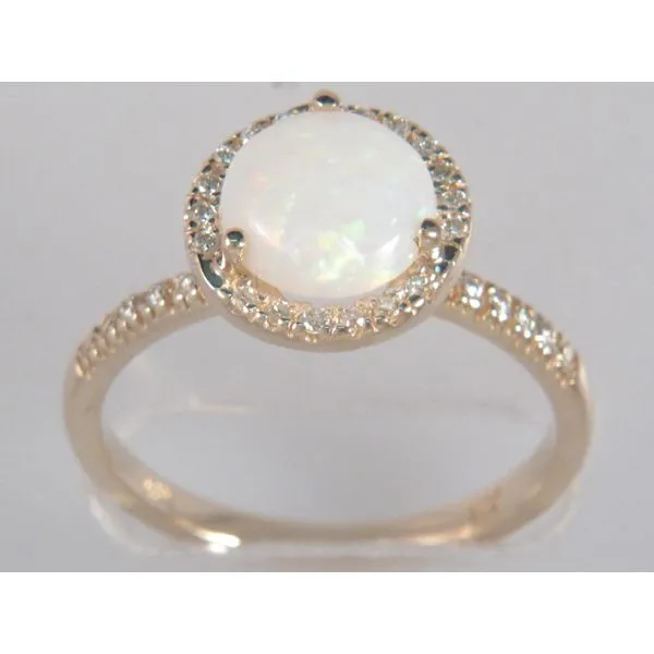 Opal and Diamond Halo Ring Image 2 Baxter's Fine Jewelry Warwick, RI