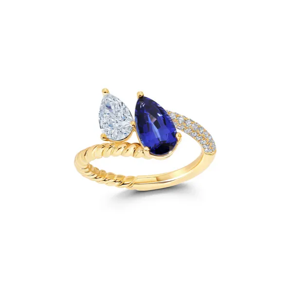 Lab Grown Blue Sapphire and Diamond Bypass Ring Baxter's Fine Jewelry Warwick, RI