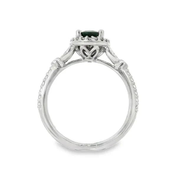 Blue Sapphire and Diamond Halo Ring