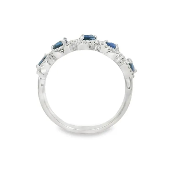 Blue Sapphire and Diamond Halo Band Image 3 Baxter's Fine Jewelry Warwick, RI