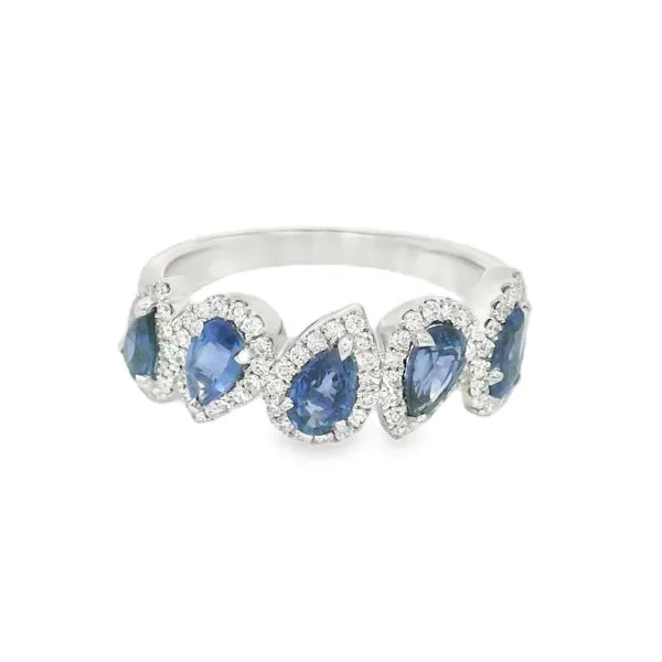 Blue Sapphire and Diamond Halo Band Baxter's Fine Jewelry Warwick, RI