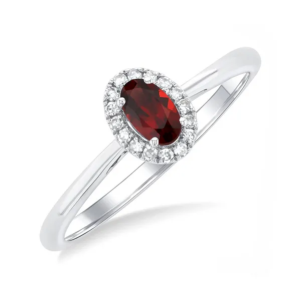 Oval Shape Garnet & Halo Diamond Ring Baxter's Fine Jewelry Warwick, RI