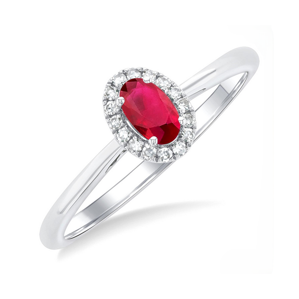 Oval Shape Ruby & Halo Diamond Ring Baxter's Fine Jewelry Warwick, RI