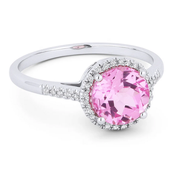 Created Pink Sapphire Halo Ring Baxter's Fine Jewelry Warwick, RI