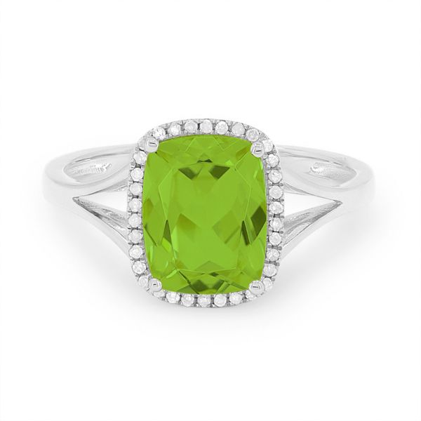 Peridot and Diamond Halo Ring Baxter's Fine Jewelry Warwick, RI