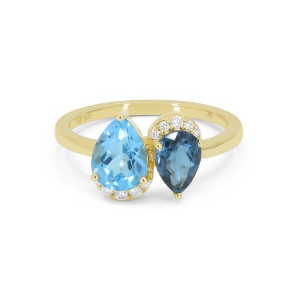 Swiss Blue Topaz, London Blue Topaz and Diamond Two Stone Ring Baxter's Fine Jewelry Warwick, RI
