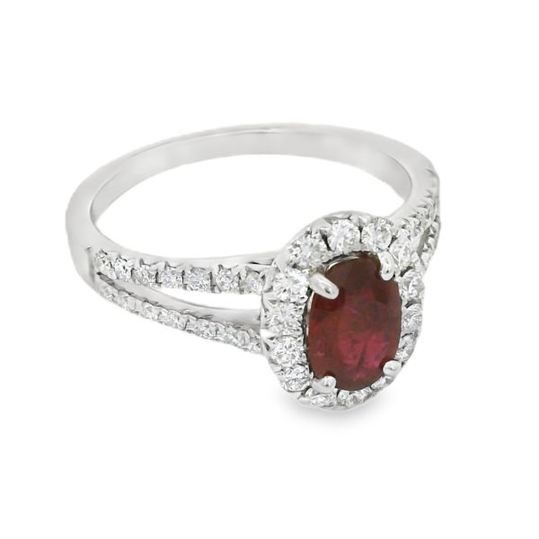 Ruby and Diamond Halo Ring Image 2 Baxter's Fine Jewelry Warwick, RI