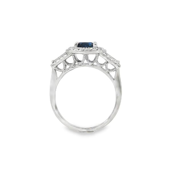 Blue Sapphire and Diamond Halo Ring Image 3 Baxter's Fine Jewelry Warwick, RI