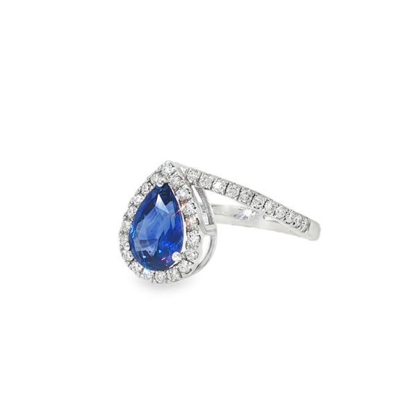 Blue Sapphire and Diamond Halo Ring Image 2 Baxter's Fine Jewelry Warwick, RI