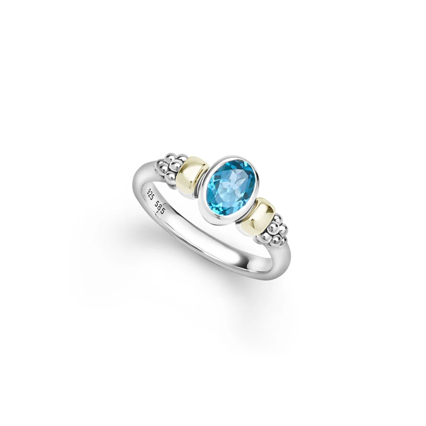 Two-Tone Swiss Blue Topaz Oval Ring Baxter's Fine Jewelry Warwick, RI