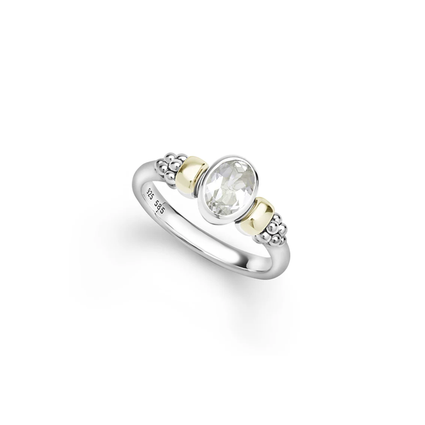 Two-Tone White Topaz Oval Ring Baxter's Fine Jewelry Warwick, RI