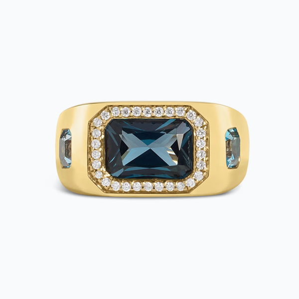 Blue Topaz & Diamond Signet Ring Baxter's Fine Jewelry Warwick, RI