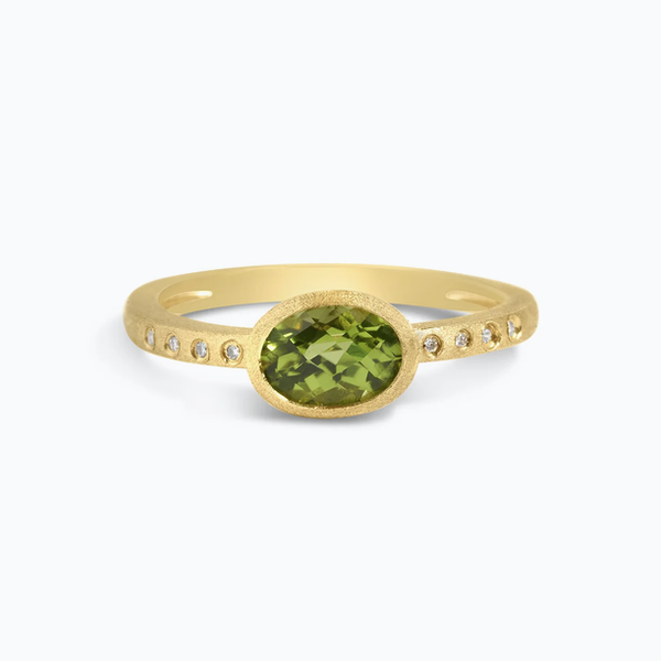 Peridot and Diamond Bezel Ring Baxter's Fine Jewelry Warwick, RI