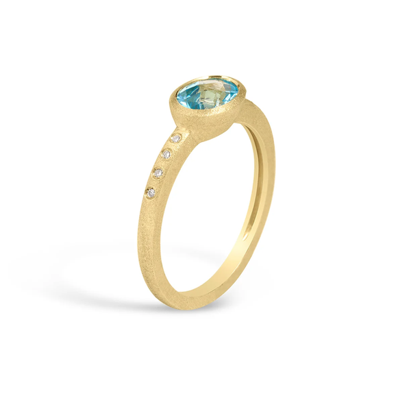 Blue Topaz and Diamond Bezel Ring Image 2 Baxter's Fine Jewelry Warwick, RI