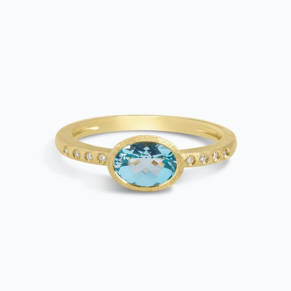 Blue Topaz and Diamond Bezel Ring Baxter's Fine Jewelry Warwick, RI