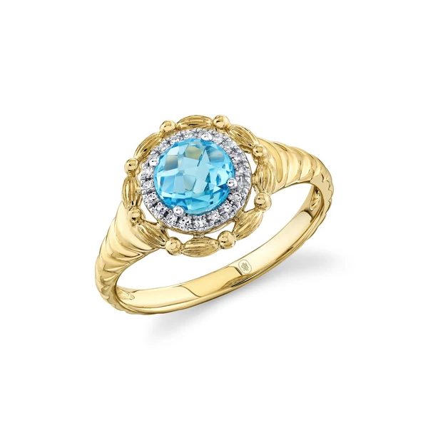 Blue Topaz Halo Ring Baxter's Fine Jewelry Warwick, RI