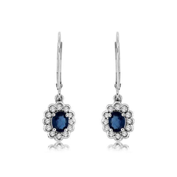 White Gold Sapphire and Diamond Drop Earrings Baxter's Fine Jewelry Warwick, RI