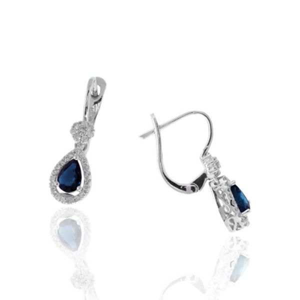14k White Gold Diamond and Sapphire Earrings Baxter's Fine Jewelry Warwick, RI