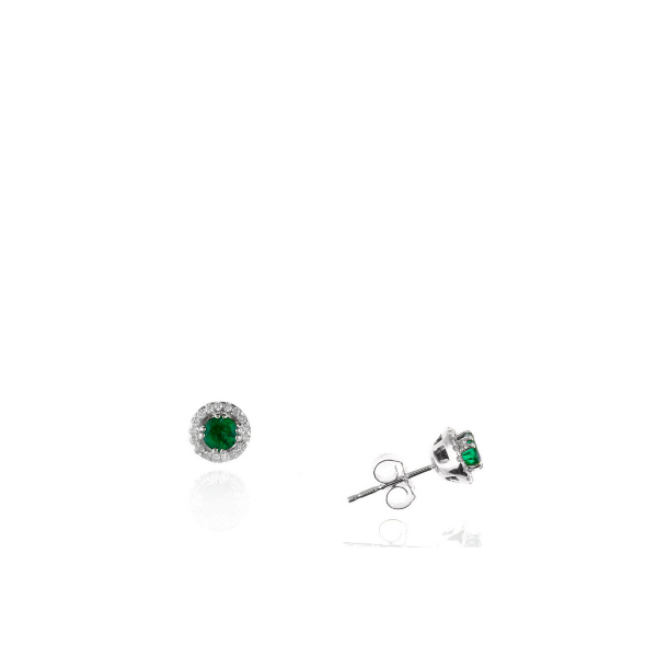 14k White Gold Diamond and Emerald Stud Earrings Baxter's Fine Jewelry Warwick, RI