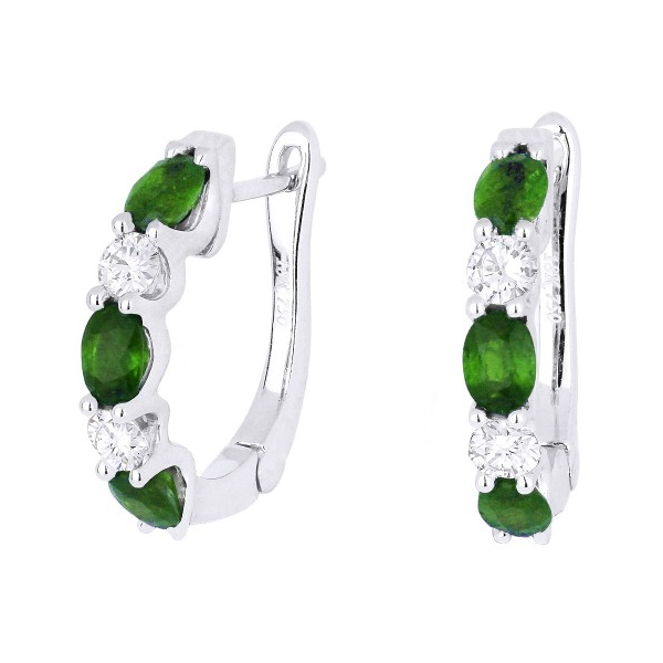 14K White Gold Diamond And Emerald Earrings Baxter's Fine Jewelry Warwick, RI