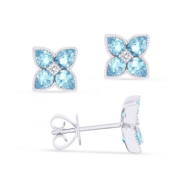 Blue Topaz Floral Stud Earrings Baxter's Fine Jewelry Warwick, RI