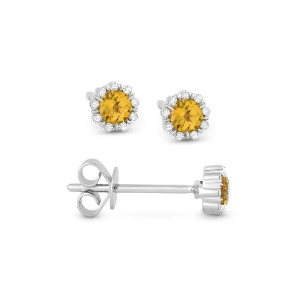 White Gold Citrine Stud Earrings Baxter's Fine Jewelry Warwick, RI