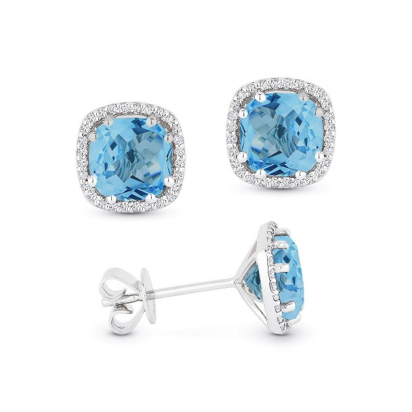 London Blue Topaz and Diamond Stud Earrings Baxter's Fine Jewelry Warwick, RI