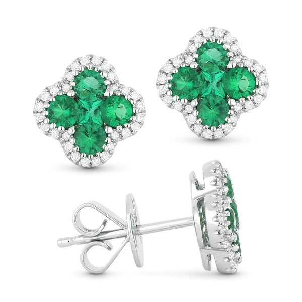 White Gold Emerald Stud Earrings Baxter's Fine Jewelry Warwick, RI